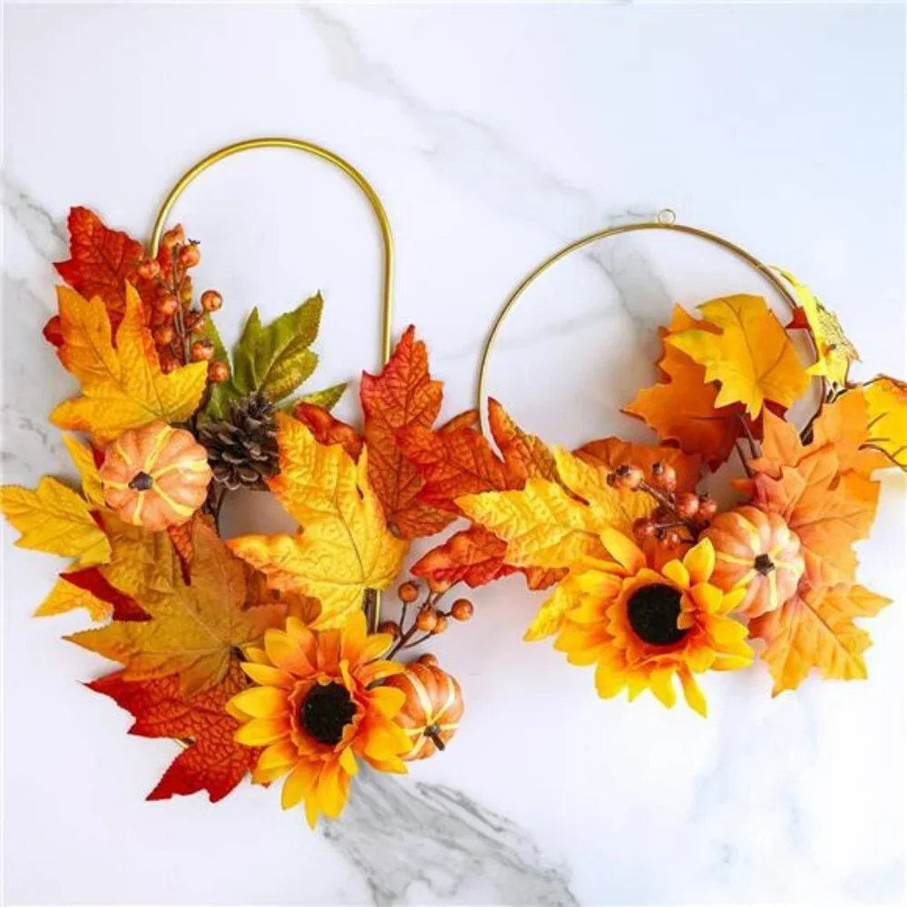 8pcs artificial fall picks maple leaf branches pumpkins sunflowers pine cones de